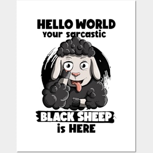 Sarcastic black sheep black Posters and Art